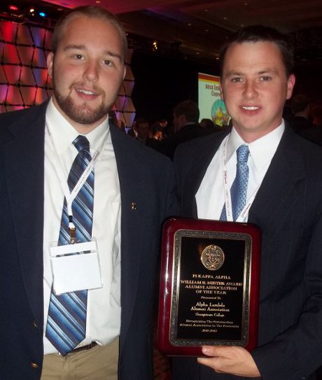 William R. Nester Outstanding Alumni Association Award 2012 - Jacob Snider (Chapter President) and Travis T. Burton (Alumni President)